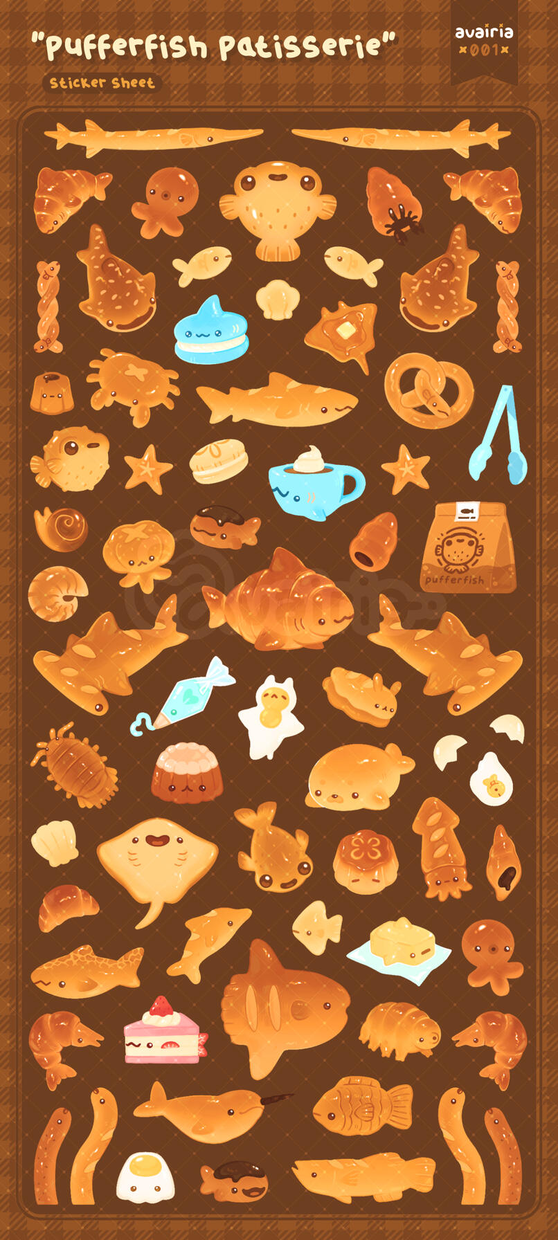 Pufferfish Patisserie Sticker Sheet Pufferfish Patisserie Sticker Sheet